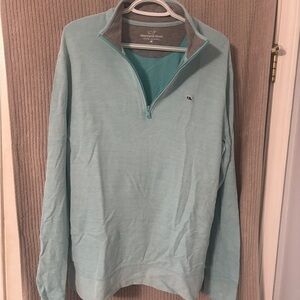 Vineyard Vines Men’s Aqua Quarter-Zip Pullover Sweater